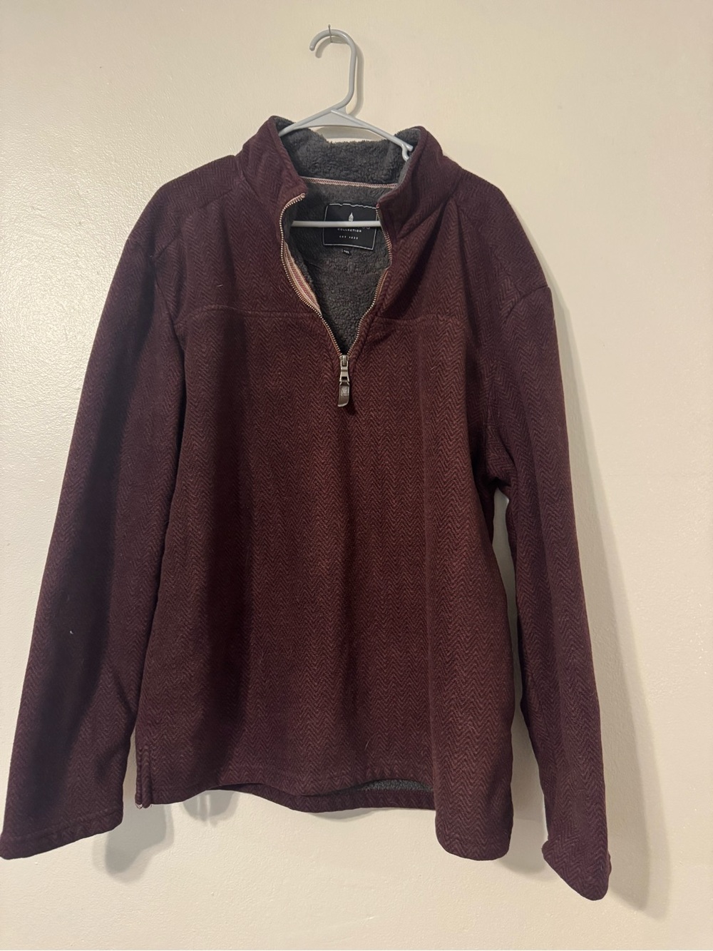 London Fog Men's Zip-Neck Sweater in Burgundy